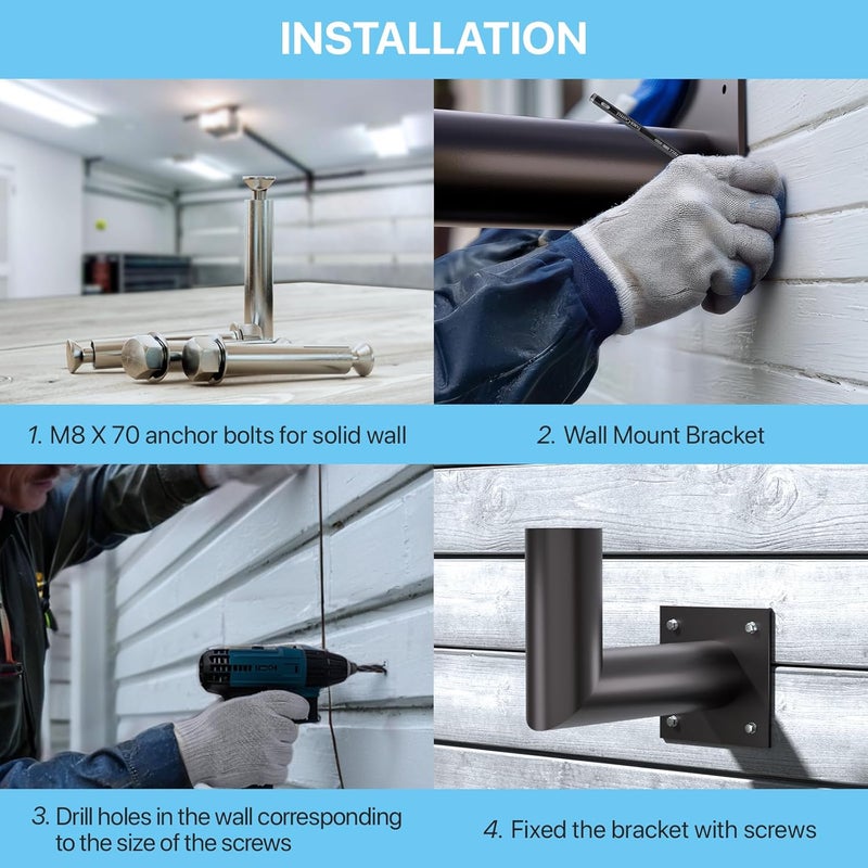 Hyperlite Wall Mount Bracket: 90 Degree for Parking Lot Light - L Shape Bracket for 2 3/8 inch Slip Fit Lights, Lighting Mounting Bracket Extension Pole for LED Shoebox Area Lights Street Pole Light - Image 3